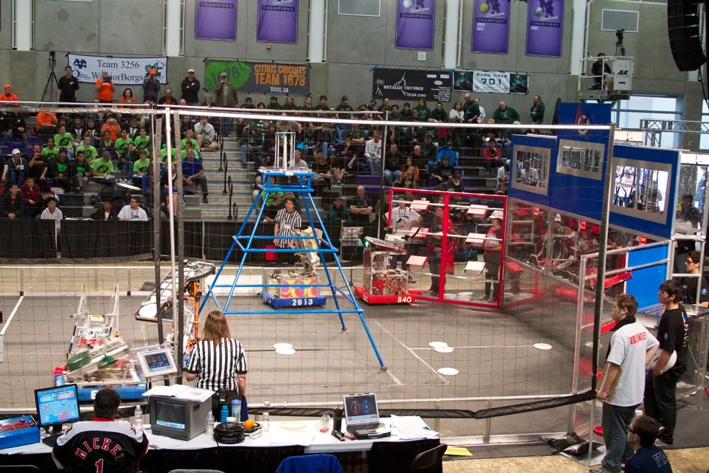 Robotics competition stadium track lanes empty