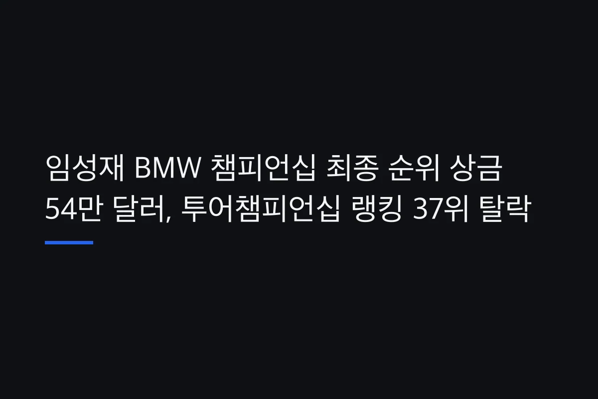 임성재 BMW 챔피언십 최종 순위 상금 54만 달러, 투어챔피언십 랭킹 37위 탈락