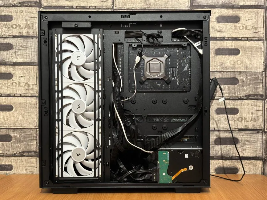 Open computer case interior