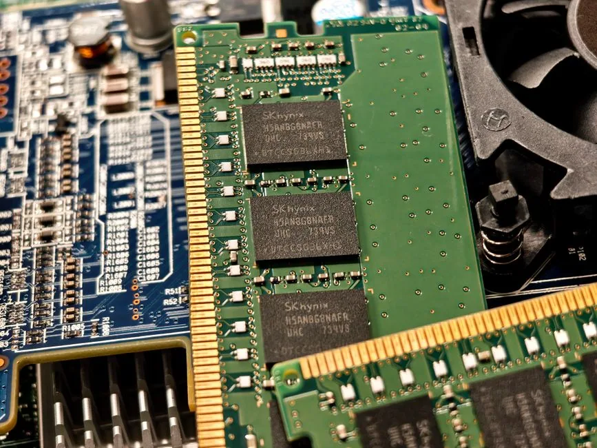 close-up of computer RAM module