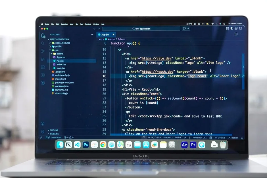laptop with code editor open