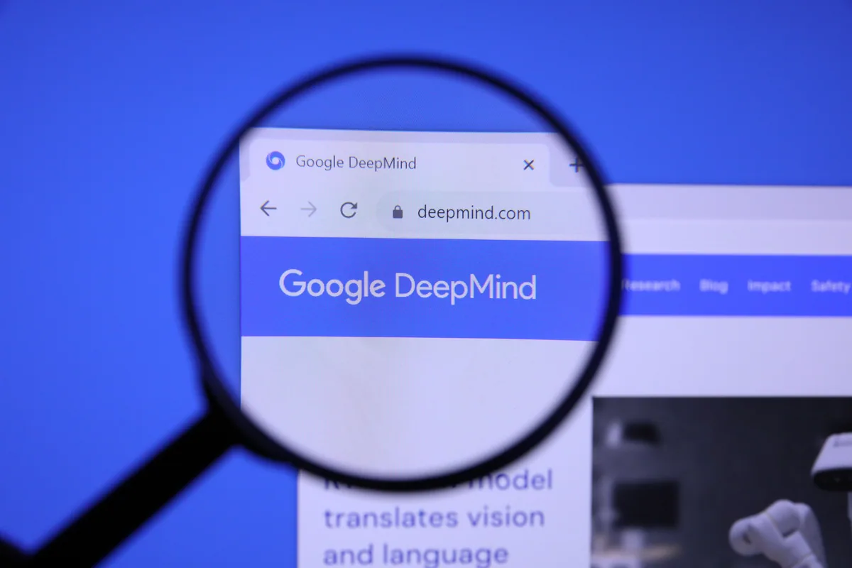 Google DeepMind logo magnified on webpage