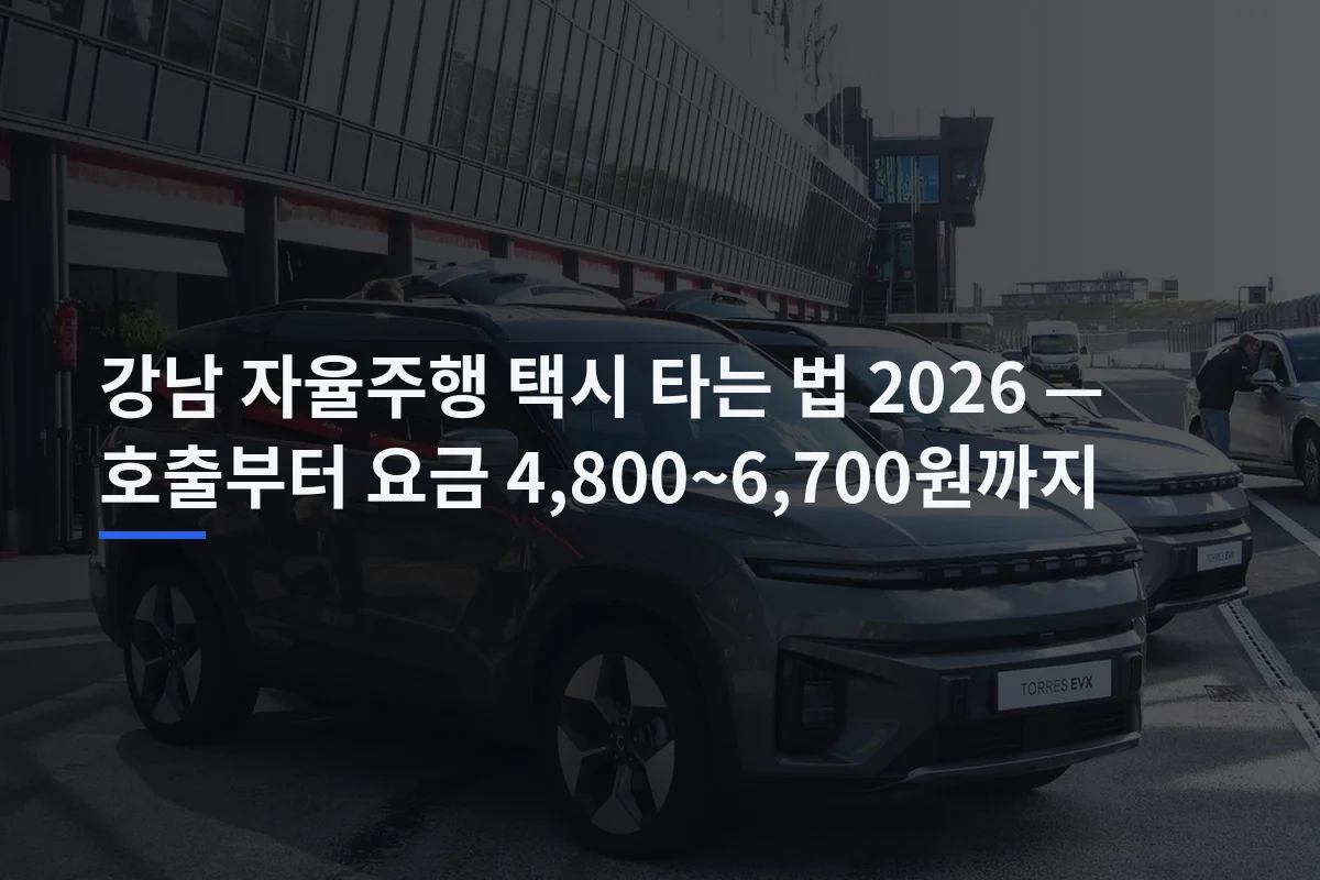 강남 심야 자율주행택시 2026: 호출법·요금·운행구역·안전 한계