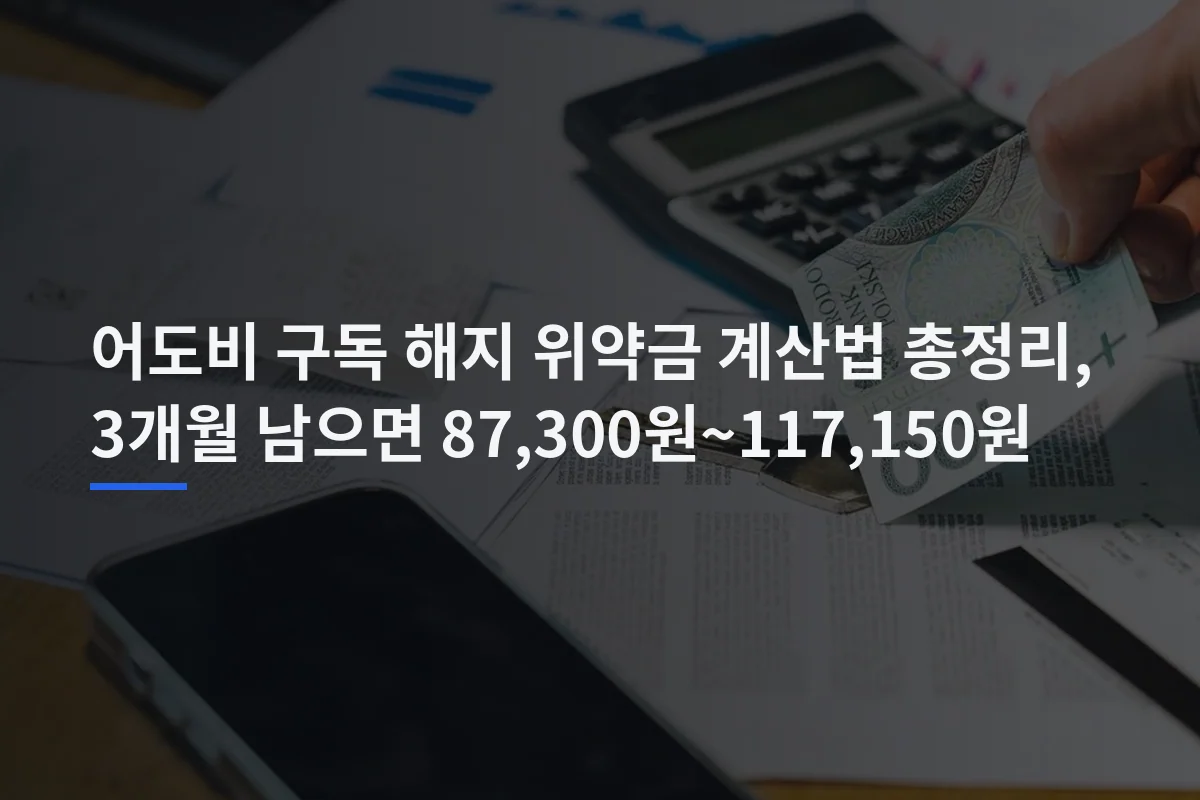 어도비 구독 해지 위약금 계산법 총정리, 3개월 남으면 87,300원~117,150원