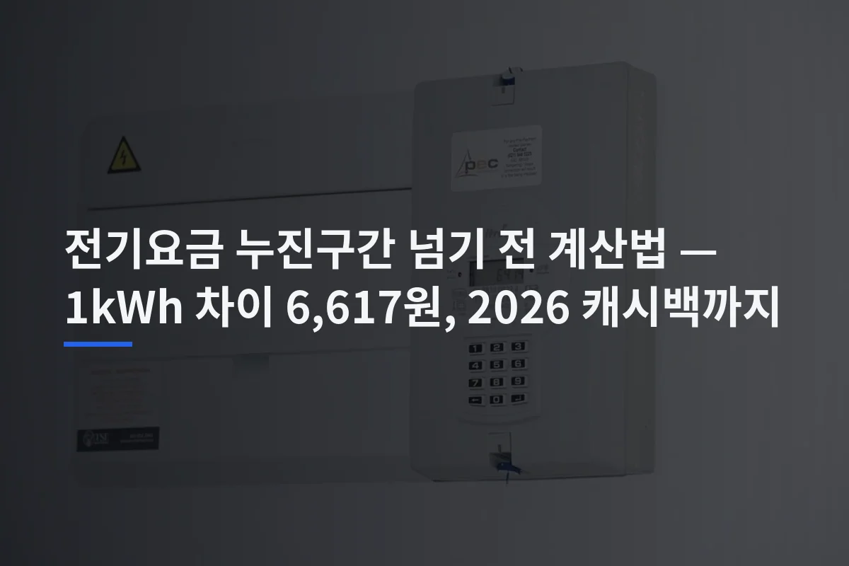 전기요금 누진구간 넘기 전 계산법 — 1kWh 차이 6,617원, 2026 캐시백까지