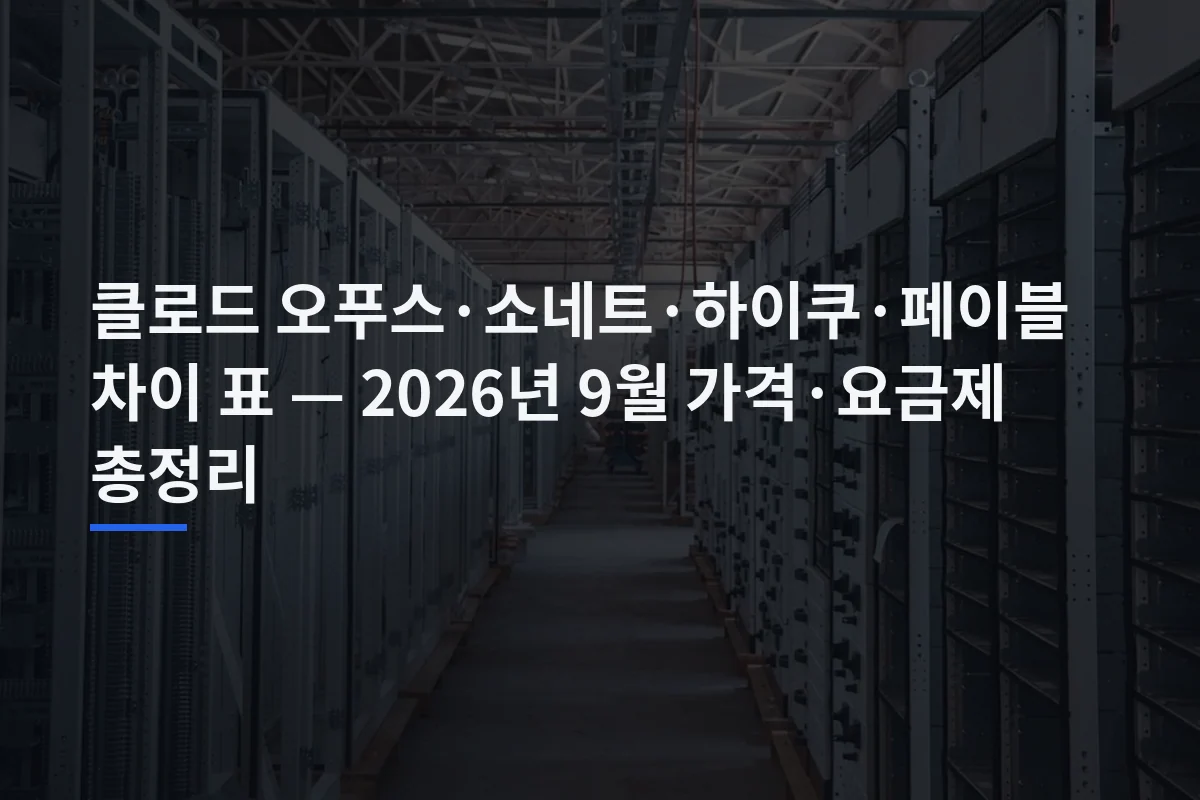 클로드 오푸스·소네트·하이쿠·페이블 차이 표 — 2026년 9월 가격·요금제 총정리